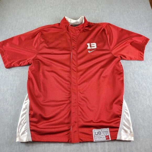 Vtg Nike Jersey Mens Large Red United Ballers Steve Nash 13 Warm Up Button Front - Picture 1 of 10